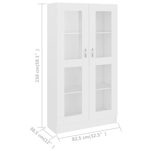 Vitrine Cabinet White 82.5X30.5X150 Cm Engineered Wood Cabinets & Cupboards