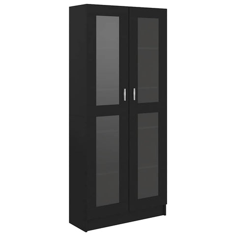 Vidaxl Vitrine Cabinet Black 82.5 X 30.5 185.5Cm Engineered Wood Cabinets & Cupboards