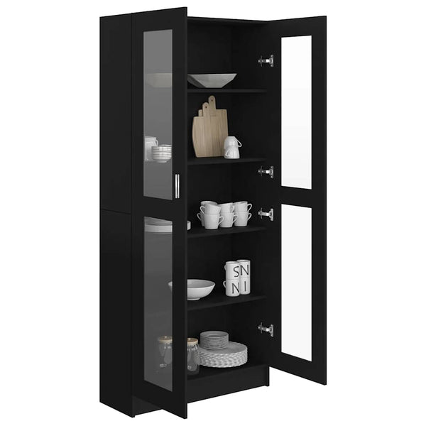 Vidaxl Vitrine Cabinet Black 82.5 X 30.5 185.5Cm Engineered Wood Cabinets & Cupboards