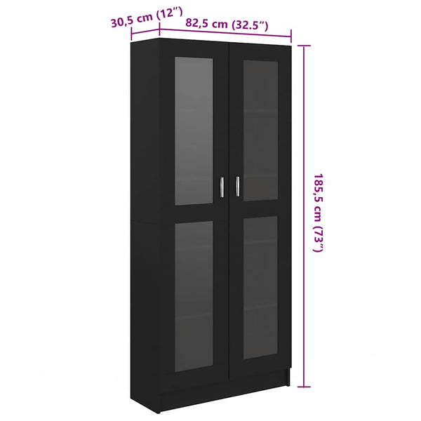 Vidaxl Vitrine Cabinet Black 82.5 X 30.5 185.5Cm Engineered Wood Cabinets & Cupboards