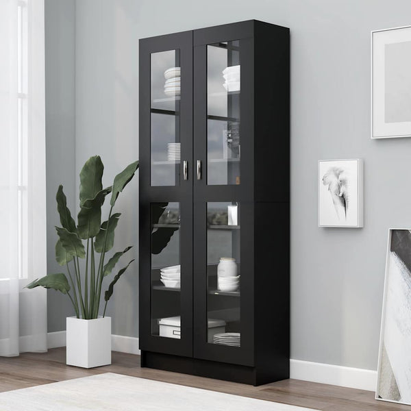 Vidaxl Vitrine Cabinet Black 82.5 X 30.5 185.5Cm Engineered Wood Cabinets & Cupboards