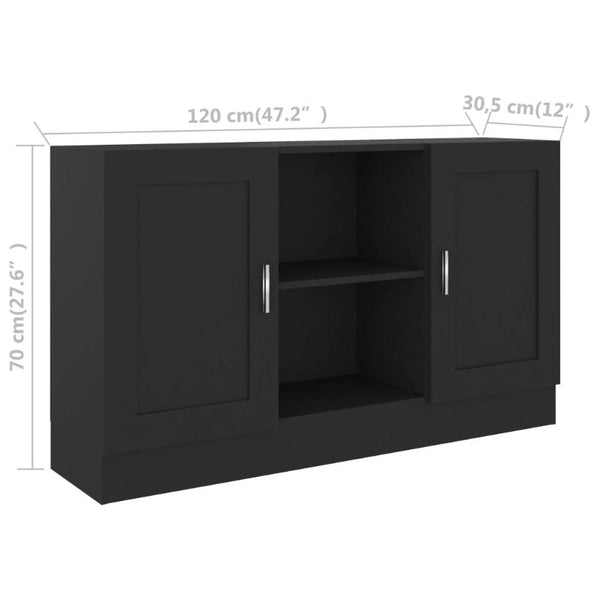 Sideboard Black 120X30.5X70 Cm Engineered Wood