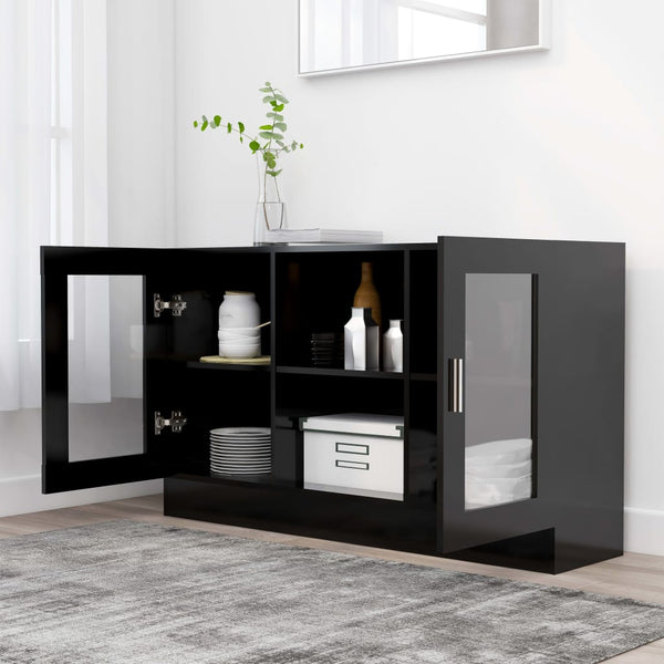 Vitrine Cabinet Black 120X30.5X70 Cm Engineered Wood Cabinets & Cupboards
