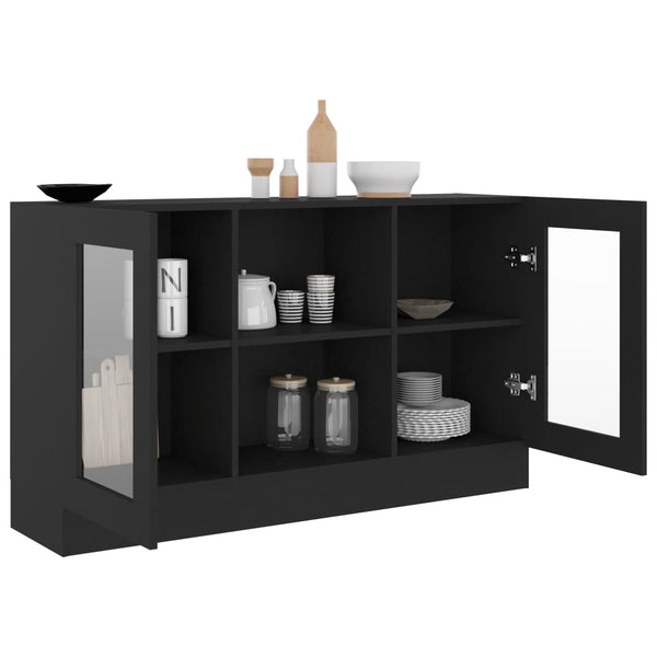 Vitrine Cabinet Black 120X30.5X70 Cm Engineered Wood Cabinets & Cupboards