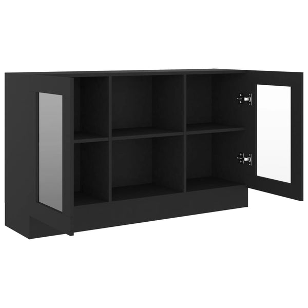 Vitrine Cabinet Black 120X30.5X70 Cm Engineered Wood Cabinets & Cupboards
