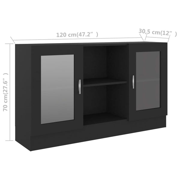 Vitrine Cabinet Black 120X30.5X70 Cm Engineered Wood Cabinets & Cupboards