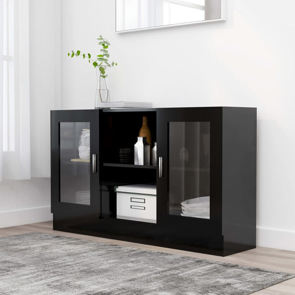 Vitrine Cabinet Black 120X30.5X70 Cm Engineered Wood Cabinets & Cupboards