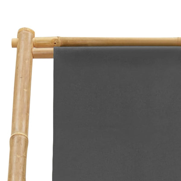 Vidaxl Deck Chair Bamboo And Canvas Dark Grey Patio Chairs