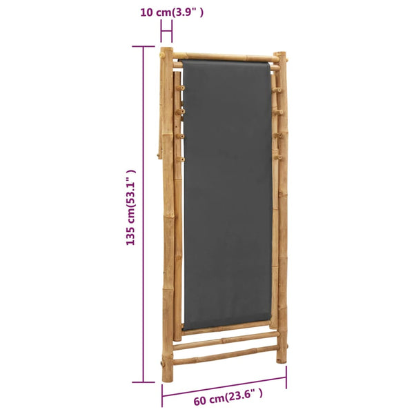 Vidaxl Deck Chair Bamboo And Canvas Dark Grey Patio Chairs