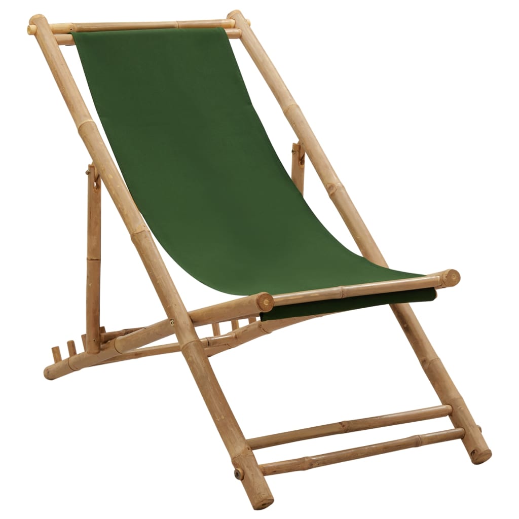 Deck Chair Bamboo And Canvas Green Patio Chairs