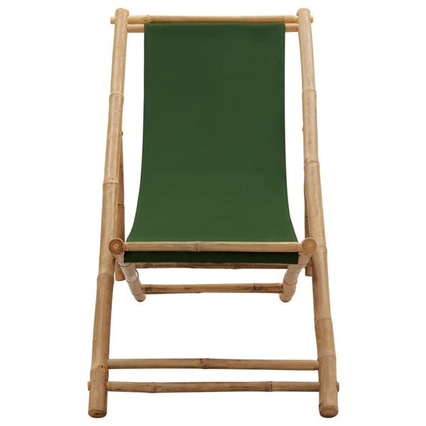 Deck Chair Bamboo And Canvas Green Patio Chairs
