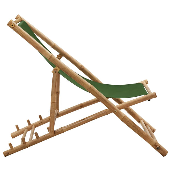 Deck Chair Bamboo And Canvas Green Patio Chairs