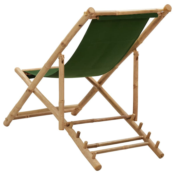 Deck Chair Bamboo And Canvas Green Patio Chairs