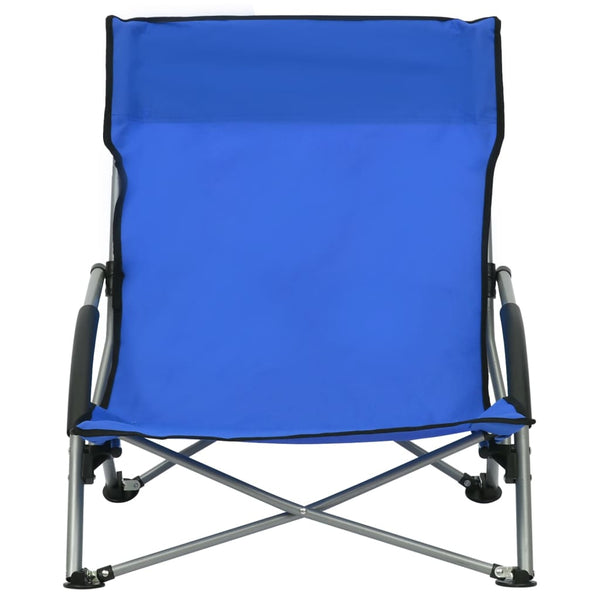 Folding Beach Chairs 2 Pcs Blue Fabric Patio Chairs