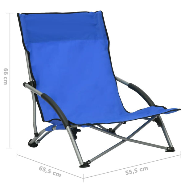 Folding Beach Chairs 2 Pcs Blue Fabric Patio Chairs