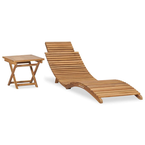 Vidaxl Folding Sun Lounger With Table Solid Teak Wood Beach Chairs