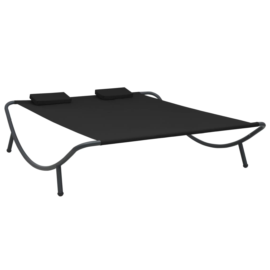 Outdoor Lounge Bed Fabric Black Loungers