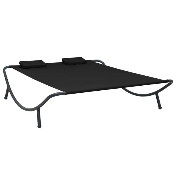 Outdoor Lounge Bed Fabric Black Loungers
