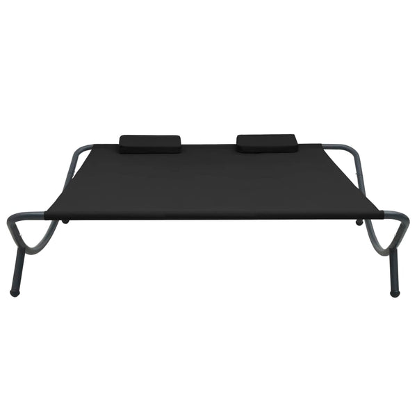 Outdoor Lounge Bed Fabric Black Loungers