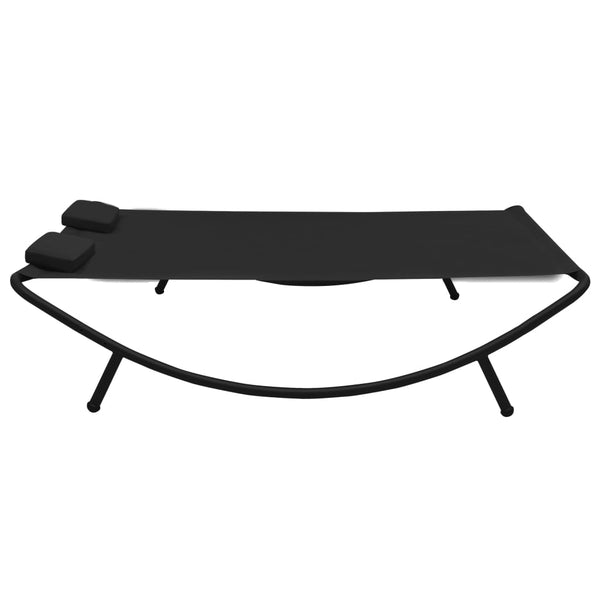 Outdoor Lounge Bed Fabric Black Loungers
