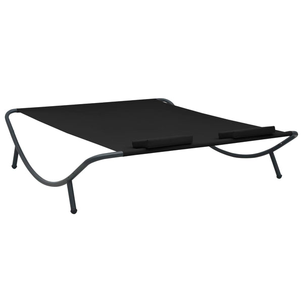 Outdoor Lounge Bed Fabric Black Loungers