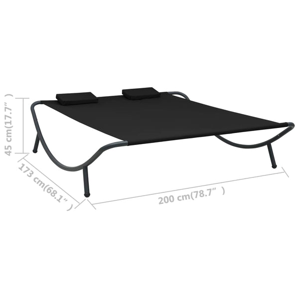 Outdoor Lounge Bed Fabric Black Loungers