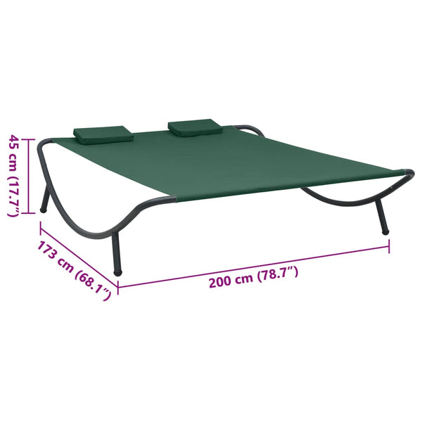 Outdoor Lounge Bed Fabric Green Loungers