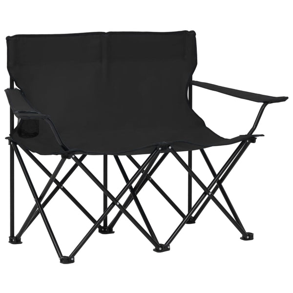 Vidaxl 2 Seater Foldable Camping Chair Steel And Fabric Black Camping Chairs