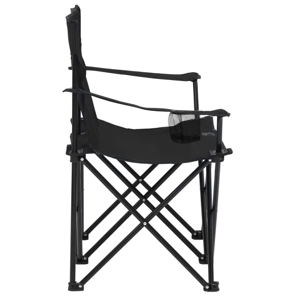 Vidaxl 2 Seater Foldable Camping Chair Steel And Fabric Black Camping Chairs