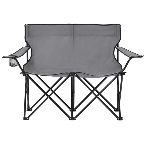 Camping Chairs 2 Seater Foldable Camping Chair Steel And Fabric Grey