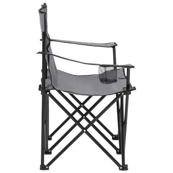 Camping Chairs 2 Seater Foldable Camping Chair Steel And Fabric Grey