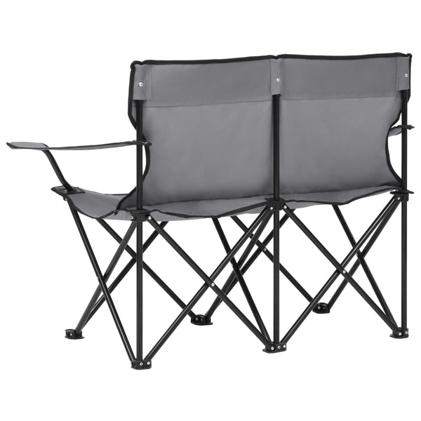 Camping Chairs 2 Seater Foldable Camping Chair Steel And Fabric Grey
