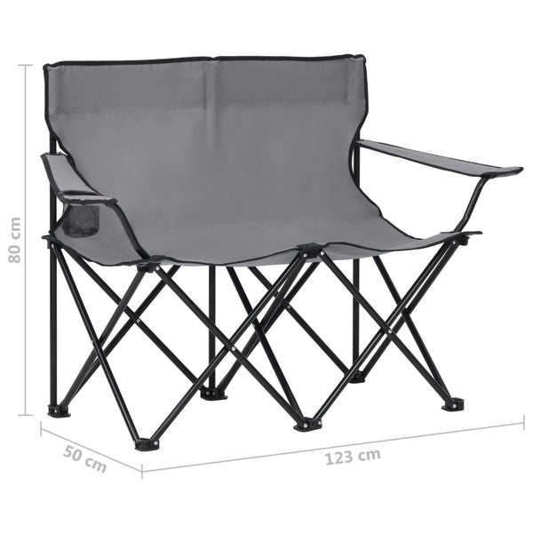 Camping Chairs 2 Seater Foldable Camping Chair Steel And Fabric Grey