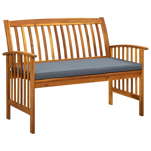 Garden Bench With Cushion 119 Cm Solid Acacia Wood Patio Benches