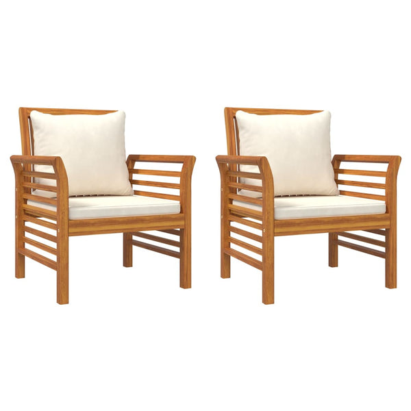 Vidaxl Sofa Chairs With Cream White Cushions 2 Pcs Solid Wood Acacia Patio Chairs