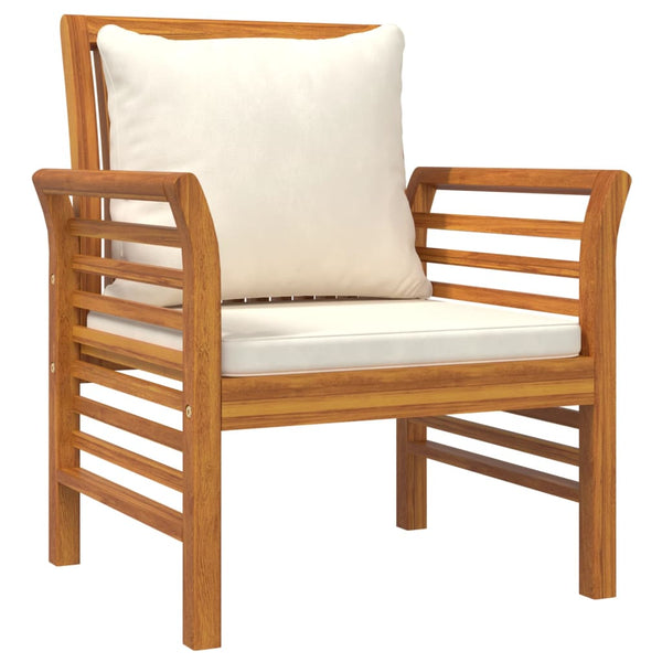 Vidaxl Sofa Chairs With Cream White Cushions 2 Pcs Solid Wood Acacia Patio Chairs