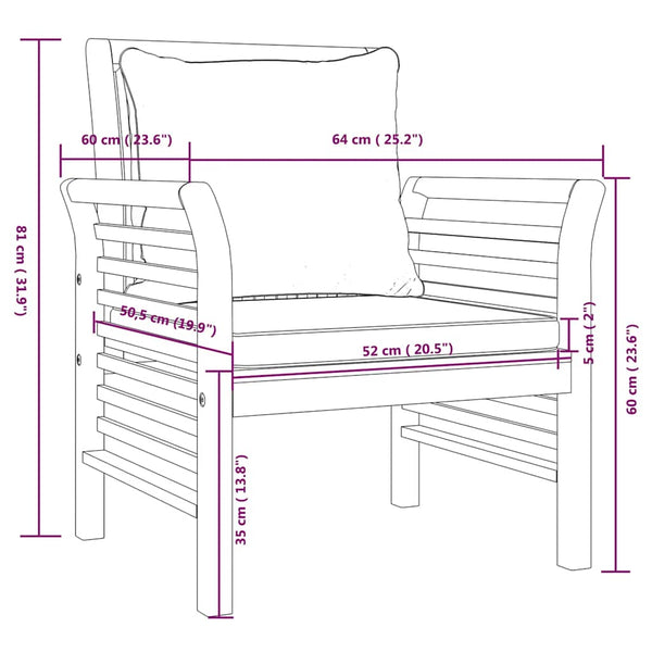 Vidaxl Sofa Chairs With Cream White Cushions 2 Pcs Solid Wood Acacia Patio Chairs