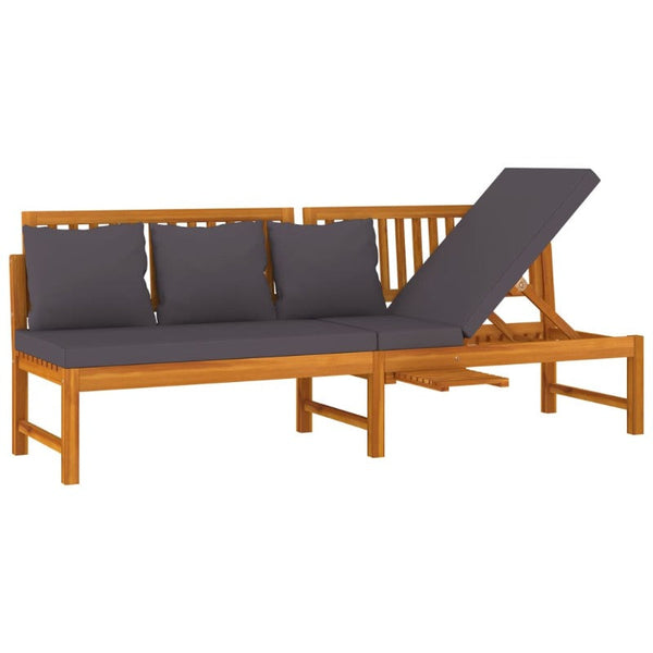 Vidaxl Day Bed With Grey Cushion 200X60x75 Cm Solid Wood Acacia Sofa Beds