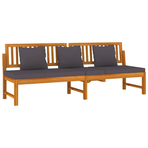 Vidaxl Day Bed With Grey Cushion 200X60x75 Cm Solid Wood Acacia Sofa Beds