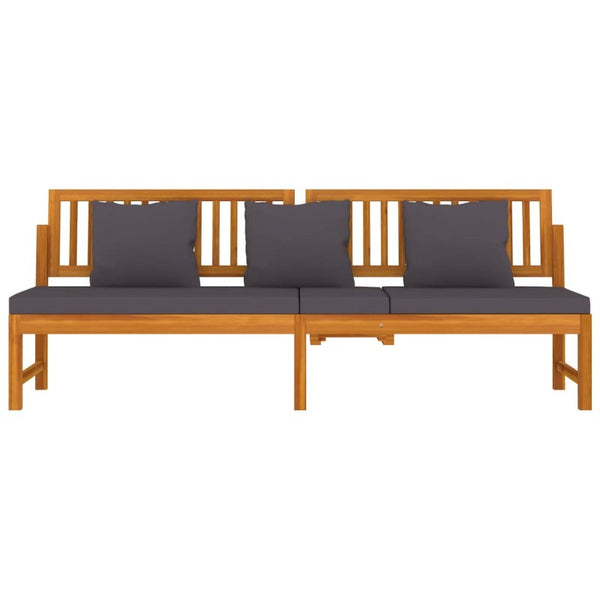Vidaxl Day Bed With Grey Cushion 200X60x75 Cm Solid Wood Acacia Sofa Beds