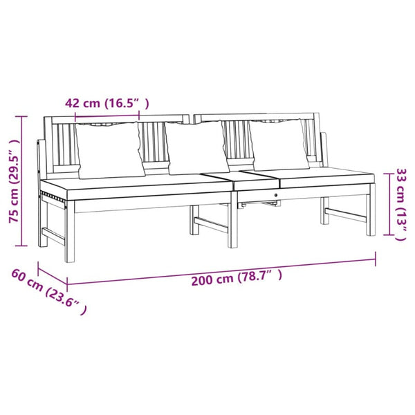Vidaxl Day Bed With Grey Cushion 200X60x75 Cm Solid Wood Acacia Sofa Beds
