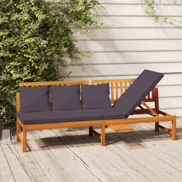 Vidaxl Day Bed With Grey Cushion 200X60x75 Cm Solid Wood Acacia Sofa Beds