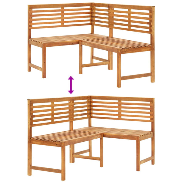 Garden Corner Bench 140 Cm Solid Acacia Wood Patio Chairs