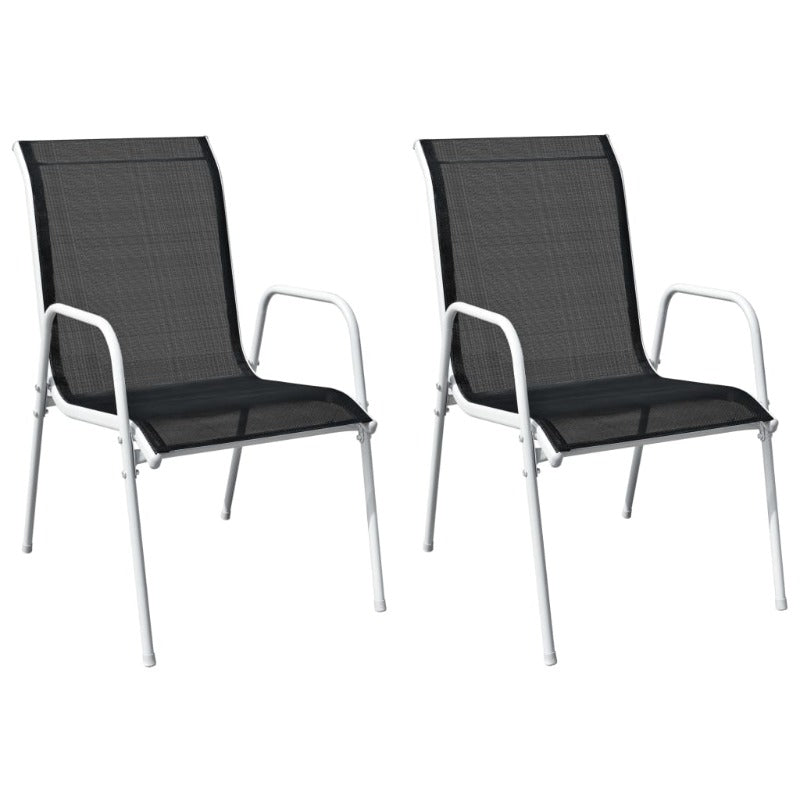 Patio Chairs Stackable Garden Chairs 2 Pcs Steel And Textilene Black