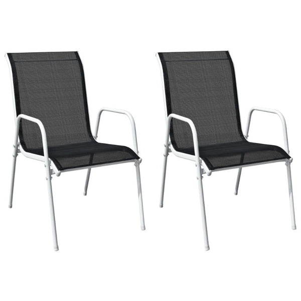 Patio Chairs Stackable Garden Chairs 2 Pcs Steel And Textilene Black