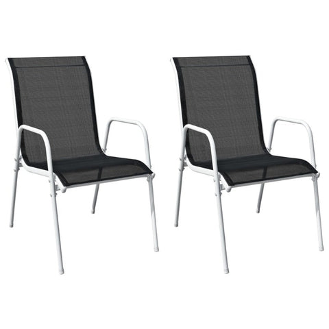 Patio Chairs Stackable Garden Chairs 2 Pcs Steel And Textilene Black