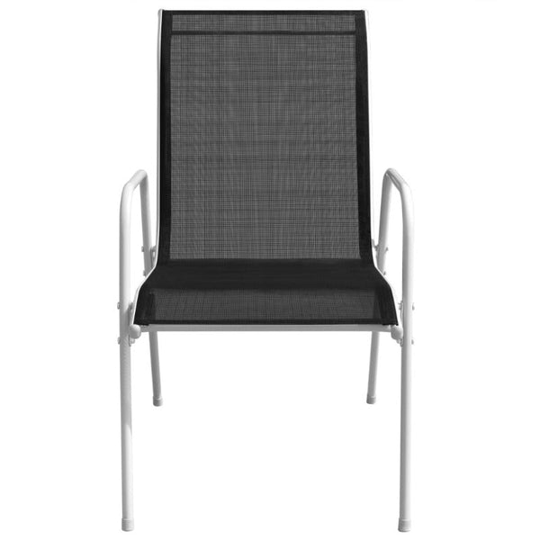 Patio Chairs Stackable Garden Chairs 2 Pcs Steel And Textilene Black