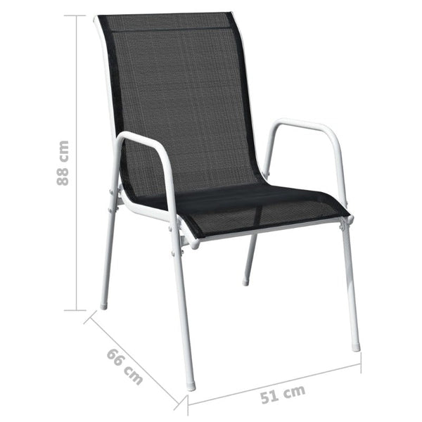 Patio Chairs Stackable Garden Chairs 2 Pcs Steel And Textilene Black