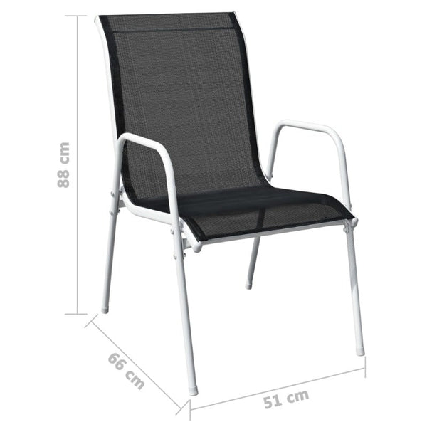 Stackable Garden Chairs 2 Pcs Steel And Textilene Black