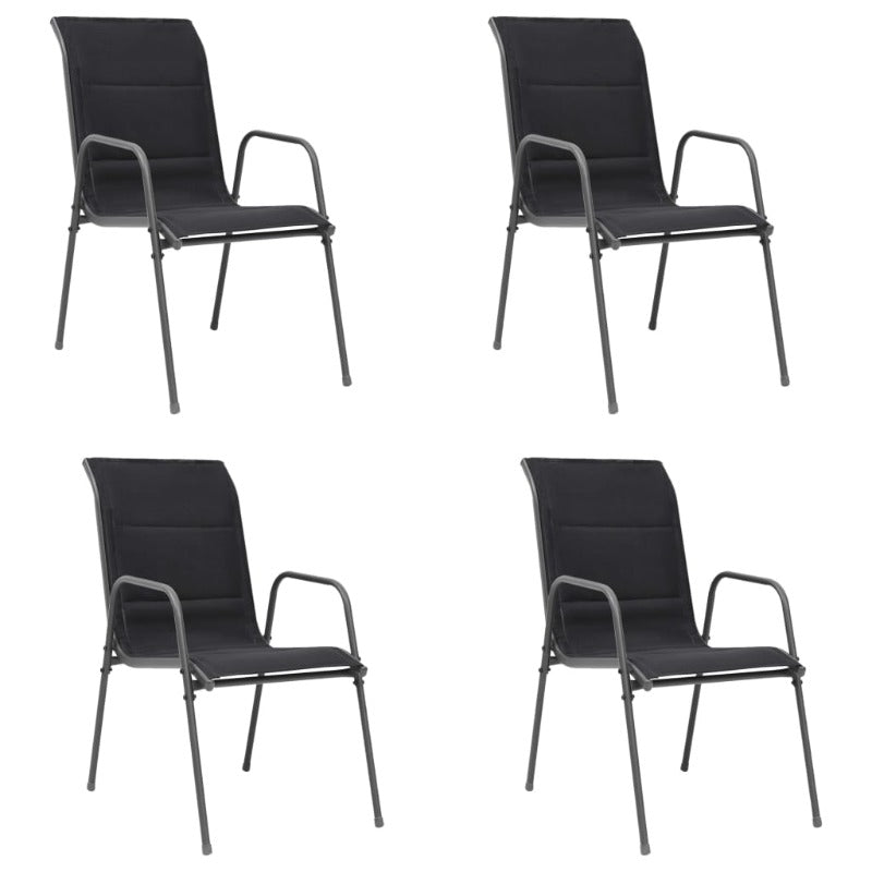 Stackable Garden Chairs 4 Pcs Steel And Textilene Black Patio Chairs